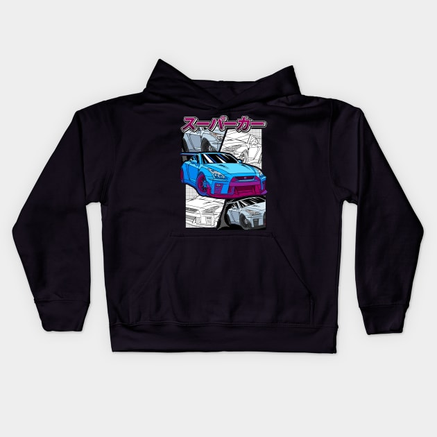 JDM GT-R Nippon Street Racing Car Kids Hoodie by Guyvit